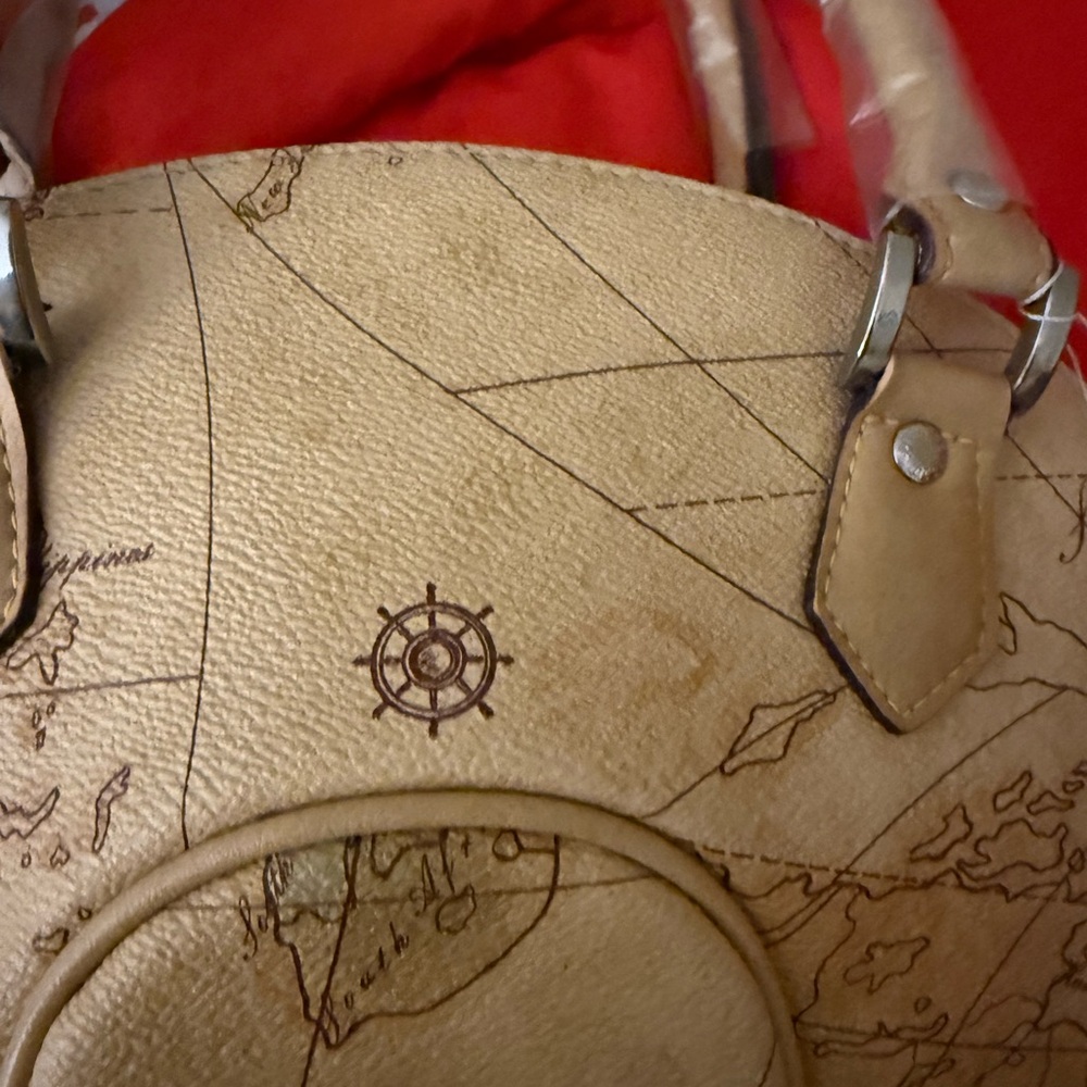 Tan Map Print Clutch - image 6